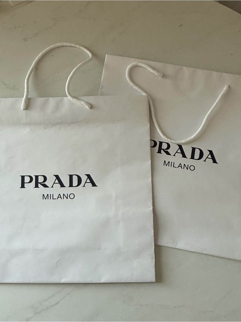Prada Milano White Paper Shopping Bags - Set of 2